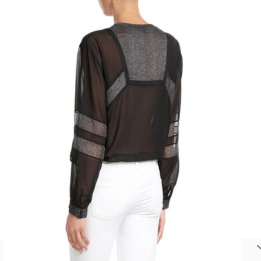 • The Kooples • Lace Up Sheer Blouse Black XS - Picture 2 of 5